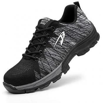 Zapatos de Seguridad para Hombres Zapatos de Acero con Punta de Seguridad,Zapatillas Deportivas Ligeras e Industriales Transpirables, Gris 43