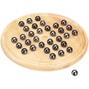 Philos Classic Wooden Solitaire Game with 22cm Diameter and 15mm Stones