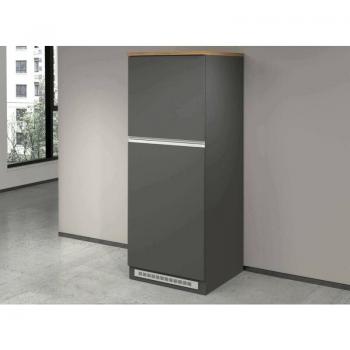 Despensa de cocina Plinio, mueble multiusos con 2 puertas, 100% Made in Italy, 60x60h165 cm, antracita y roble