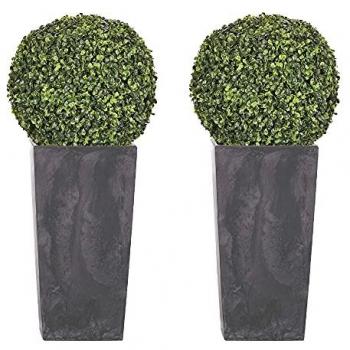 Set de 2 Macetas Altas 35L Prosperplast Urbi Square Effect de Plástico con Depósito en Antracita para Interior y Exterior, dimensiones 55x29.5x29.5 cm
