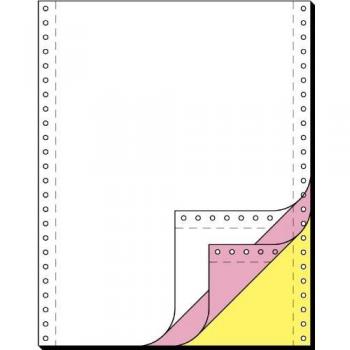 Papel de computadora DIN A4, 3 pliegues, 12x240 mm (A4 alto), autocompletable, perforado longitudinalmente, 600 hojas blancas/rosas/amarillas