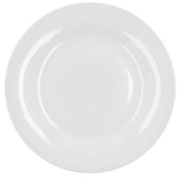 Plato de Postre de Porcelana Blanca Apilable de 20cm con Borde Fino, Apto para Microondas y Frigorífico