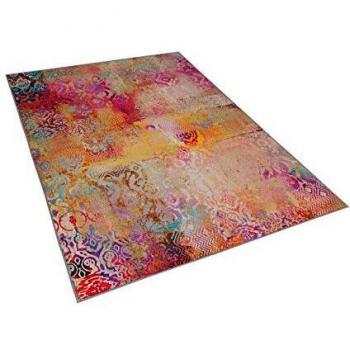 Alfombra Moderna de Pelo Corto Multicolor con Patrón Abstracto y Fondo de Goma 140 x 200 cm