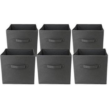 Rebecca SRL Juego de 6 Cajas de Almacenamiento Cubo Negro Resistente Lavable Armario Baño Dormitorio