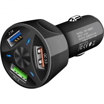 Cargador de coche USB Tongdaytech con 3 puertos y carga rápida 4.0/3.0, portátil para iPhone X, Xiaomi y Samsung S10