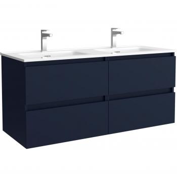 Mueble de baño Bequia con Lavabo doble Paris 160cm y lavabo MineralSolid Azul 160x45x56