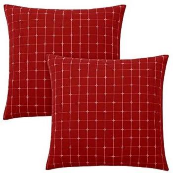 Amazon Brand - Umi Fundas para Cojin de para Sofa Modernos Cubierta Color Liso 2 Piezas 40x40cm Rojo Oscuro