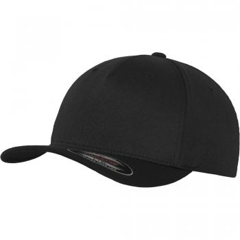 Flexfit 5 Panel Unisex Cap - Black - L/XL - 95% Polyester, 5% Elastane