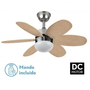 Ventilador de Techo DC Alves 2xE27 Níquel 6 Aspas Haya Plata