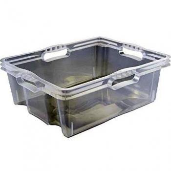 Caja de almacenaje con asas integradas, tamaño L, 43 x 35 x 15 cm, 16 L, transparente