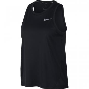 Nike W NK Miler Tank, Mujer, Black/Reflective silv, S