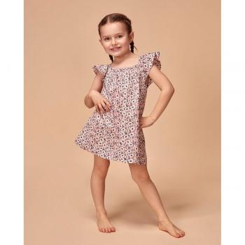 Vestido playa estampado flores rosa para niña