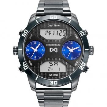 Reloj de hombre Mark Maddox HM1004-50, analógico y digital, diámetro de 52 mm, acero con IP gris y brazalete