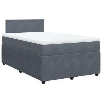Cama box spring con colchón terciopelo gris oscuro 120x190 cm