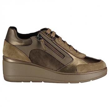 Zapatillas deportivas de mujer Geox D Ilde C, color gris pardo oscuro, con tecnología transpirable y suela antideslizante
