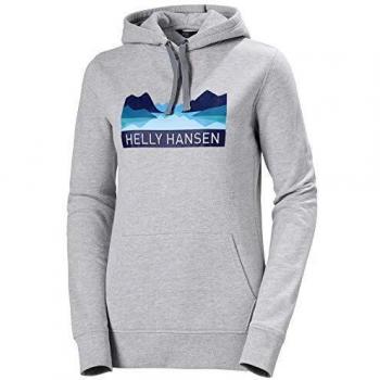 Helly Hansen W Nord Graphic Pull Over Hoodi Suéter con Capucha, Mujer, Grey Melange, L