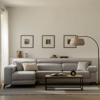 Sofá chaise izquierda tapizado gris claro Berck 298 x 80 cm