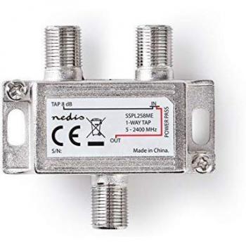 nedis SSPL258ME Distribuidor de Satélite F Ganancia Máx de 8 dB 5-2400 MHz, 1 Salida
