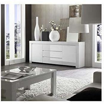 Aparador Lazarro Blanco Lacado 2 Puertas y 3 Cajones 190 x 82 cm