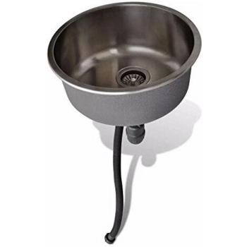 vidaXL Fregadero Redondo de Acero Inoxidable Fregadero 43cm con escurridor