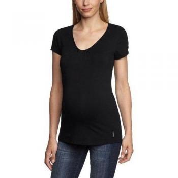 Noppies - Camisa premamá regular fit con cuello de pico de manga corta para mujer, talla 38, color negro 006