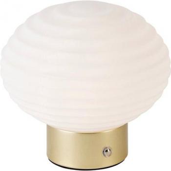 Lámpara de mesa LED recargable de latón con cristal opalino - Lexie