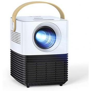 Mini proyector, APEMAN Pantalla Grande Soporte 1080P, ± 30° Corrección Electrónica Remota, Altavoces Duales, 50,000 Horas, Compatible con HDMI/USB/Teléfono Inteligente/TV Stick/PS4, para Cine en Casa