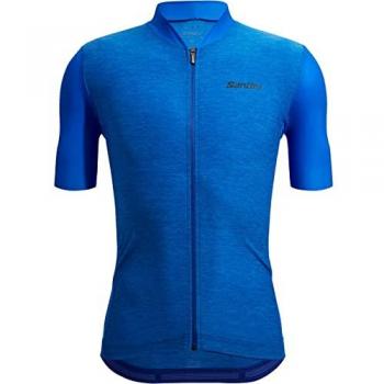 Maillot Santini Colore Puro de Manga Corta Azul Intenso - Corte Slim - S