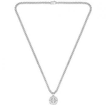 Collar de acero inoxidable BOSS NORTH para hombres con colgante, longitud 61 cm, ancho 4,5 mm