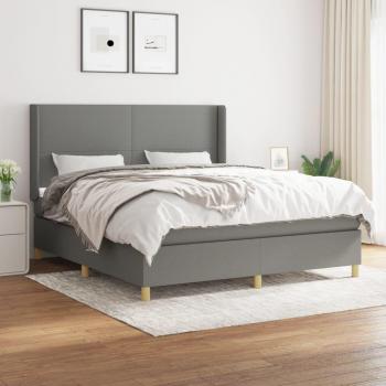Cama box spring de muelles con colchón gris oscuro 180x200 cm Tela Vidaxl