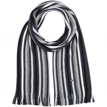 Tommy Hilfiger Small Multistripes Rashell Scarf, Bufanda para Hombre, Gris