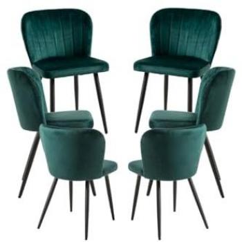 Pack 6 Sillas de Comedor Luk Terciopelo Verde