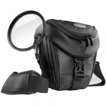 Mantona Premium - Bolso para cámaras réflex con Filtro UV Slim MC 58 mm, Negro