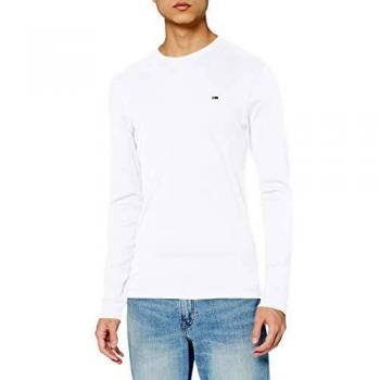 Tommy Jeans Slim Fit Ribbed Long Sleeve T-Shirt Classic White Men's M