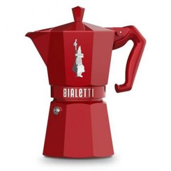 Cafetera Italiana Bialetti Moka Exclusive 6 Tazas Rojo Aluminio Emaillado Mango Ergonómico