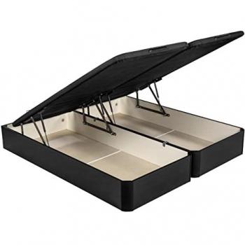 Canapé Abatible Gran Capacidad 180x200, Tapa 3D, Montaje en Domicilio y Retirada Usado Incluido, Color Negro, Esquinas Redondeadas en Madera, Alta Durabilidad