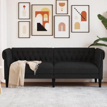 Sofá Chesterfield de 3 plazas en tela negra