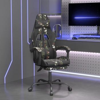Silla de Gaming con Reposapies Negra y Camuflaje en Similpiel