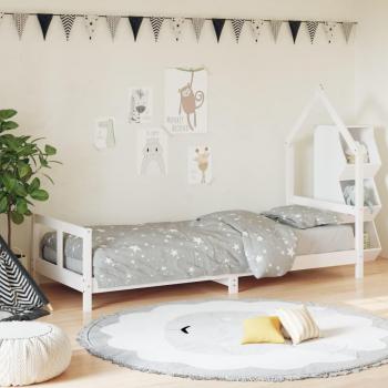 Estructura de cama infantil blanca 80x200 cm madera maciza de pino