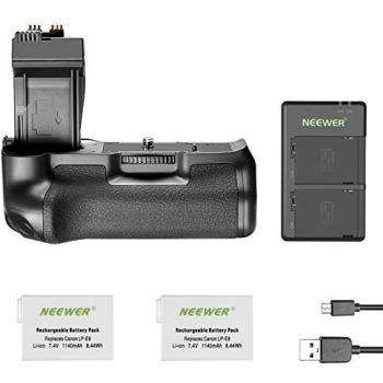 Neewer Empuñadura de Repuesto para cámaras réflex Digitales Canon EOS 550D 600D 650D 700D Rebel T2i T3i T4i T5i con baterías de Litio de Repuesto para LP-E8 / Cargador USB