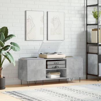 Mueble discos de madera contrachapada gris con acabado de hormigón, dimensiones 121x38x48 cm