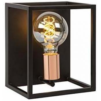 Aplique de Pared Arthur Dimmable E27 40W con Marco Metálico Negro