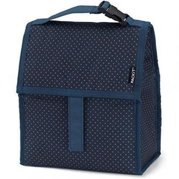 PackIt Micro Dots - Bolsa porta-alimentos para el almuerzo, diseño de topos, 13 x 22 x 25 cm, color azul
