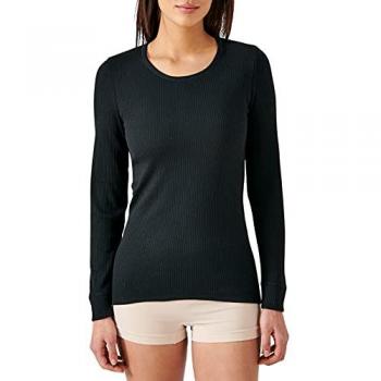 Damart Women's Long Sleeve Thermal Bodysuit with Round Neck in Black