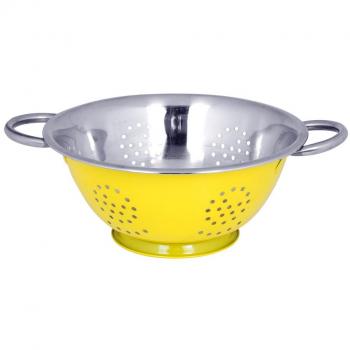 Empuñadura doble colador por Kosma - Diseñador colador con color amarillo exterior duradero | vajilla en 28 cm.