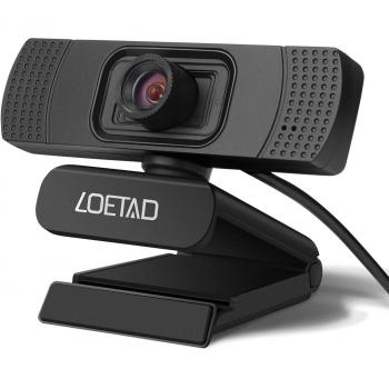 LOETAD Cámara Web Webcam 1080P Full HD con Micrófono Estéreo para Video Chat y Grabación Compatible con Windows, Mac