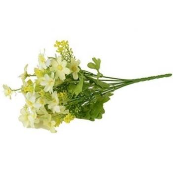 1x artificiales flores artificiales margarita silvestre para el banquete de boda sin jarrón y cesta, 1Bunch de la flor, beige