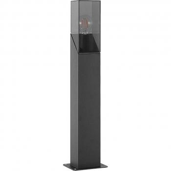 Baliza de exterior Lucande Fiola, 60 cm, moderna, color negro, fabricada en aluminio, con una lámpara E27