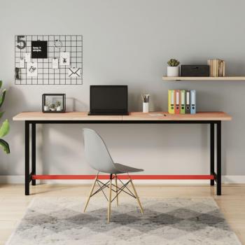 Banco de trabajo 200x55x81,5 cm madera maciza de haya y metal Marrón
