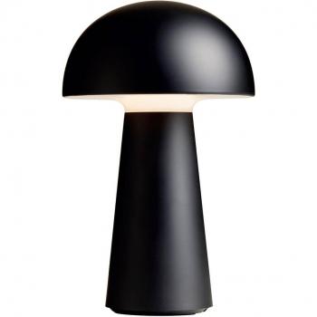 Lámpara de mesa LED recargable Lindby Zyre, negra, IP44, regulador táctil